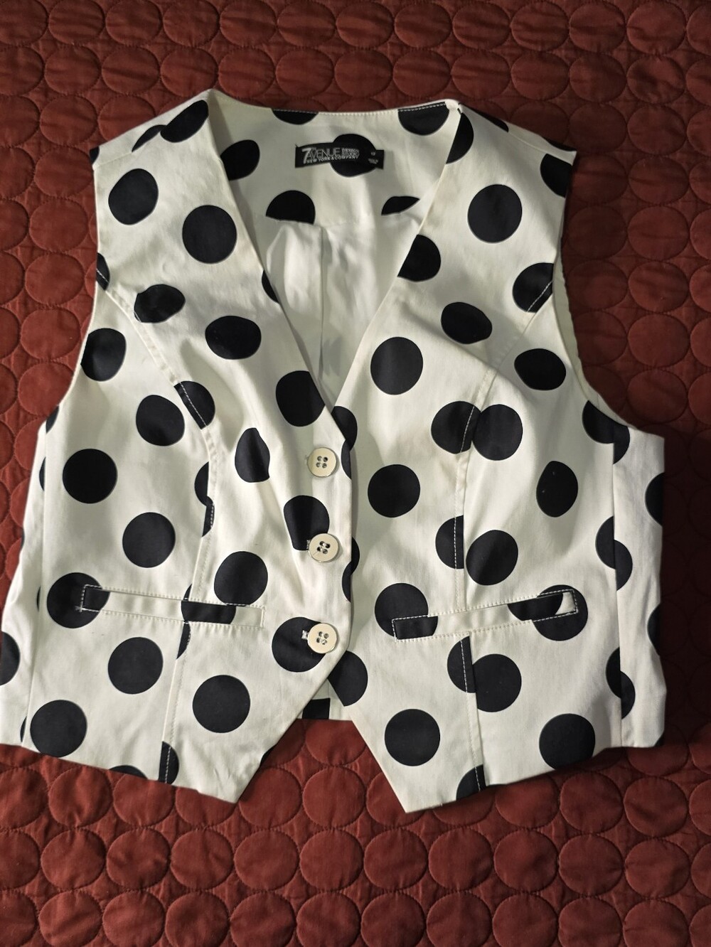 New York & Company Black & White Polka Dot Vest